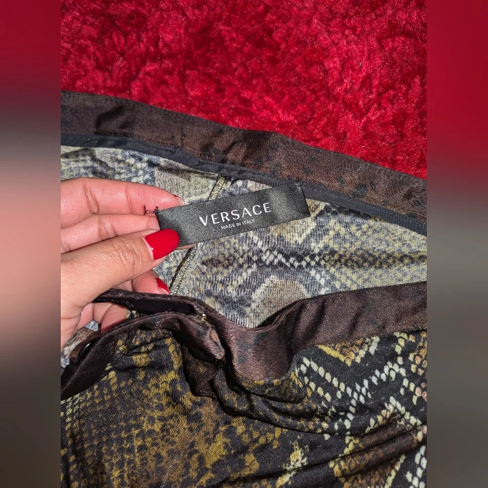 4S. NWOT VERSACE BROWN PYTHON PRINT TROUSERS SIZE IT 38 / US 2